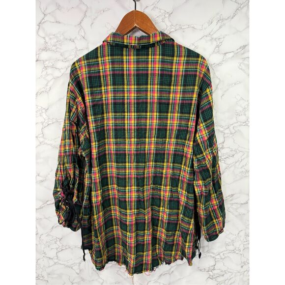 Fenty Women’s Plus Flannel Shirt sz 1X Plaid Tunic # G342 - Picture 7 of 9